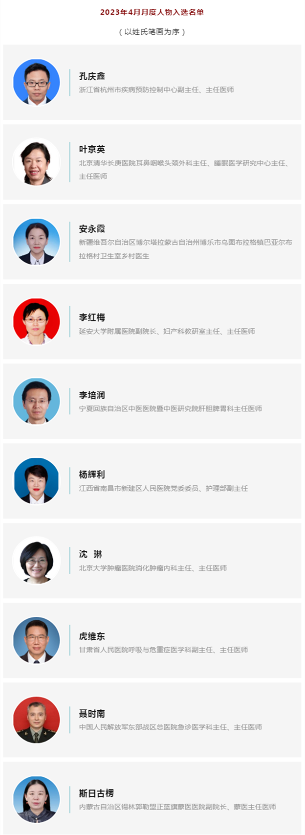 李紅梅同志入選“中國好醫生中國好護士”4月月度人物